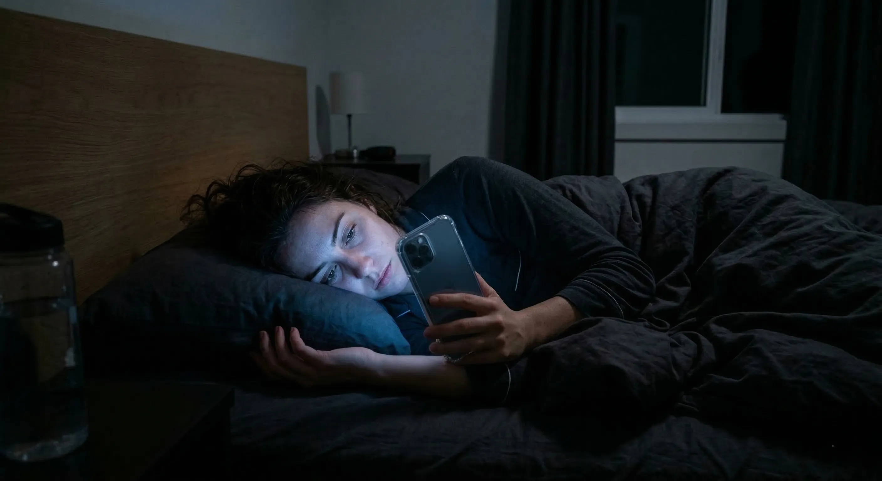 using smartphone in bed late at night affecting sleep