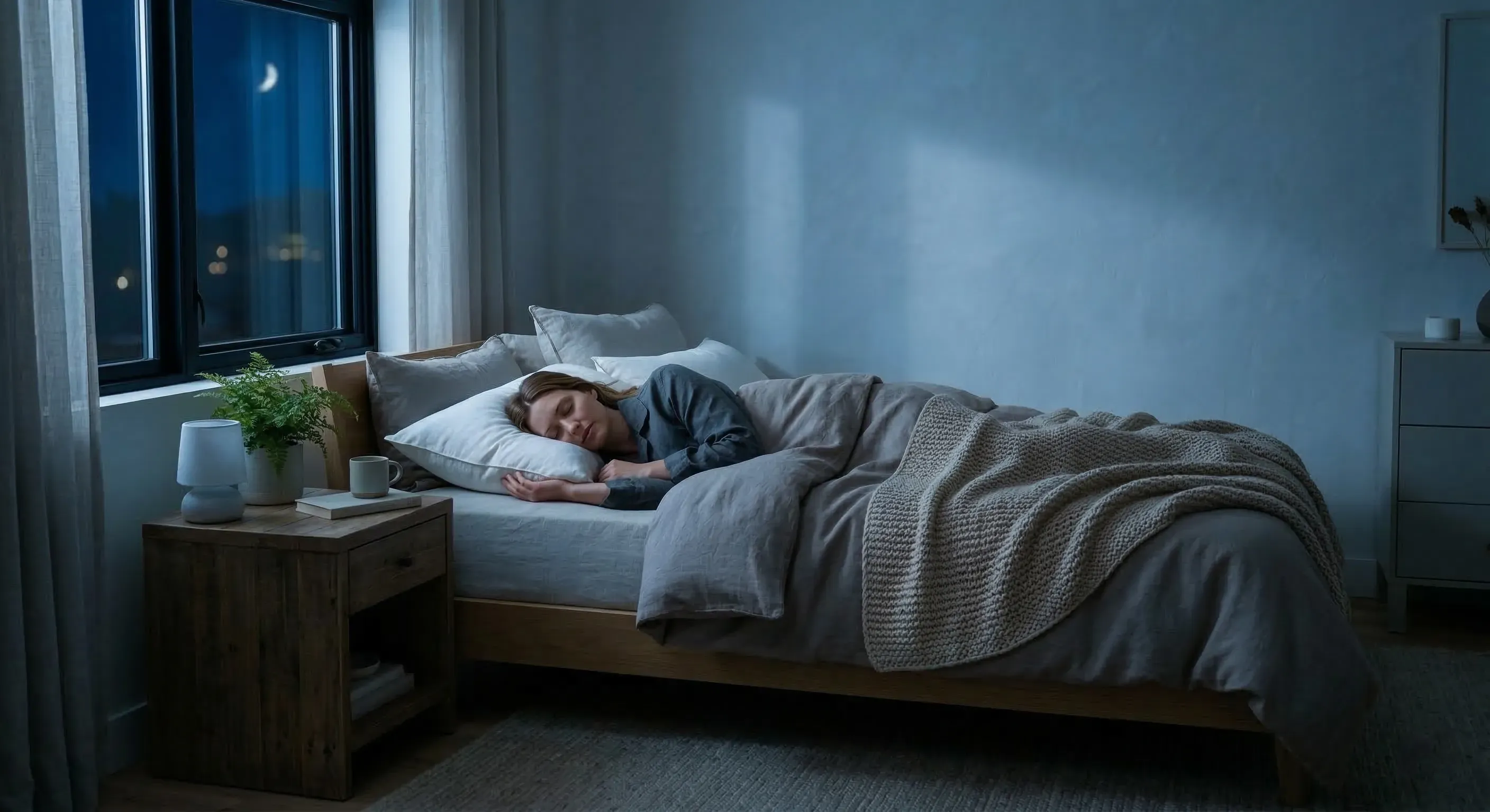 person trying to fall asleep fast bed night